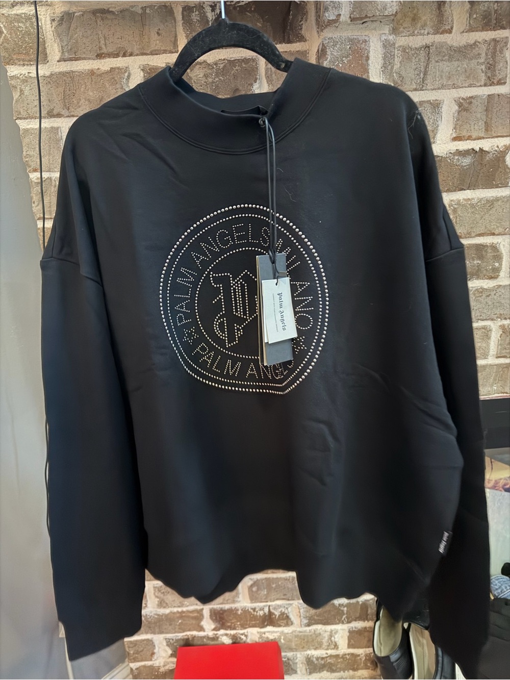 Palm Angels Black Milano Studded Sweatshirt | XL